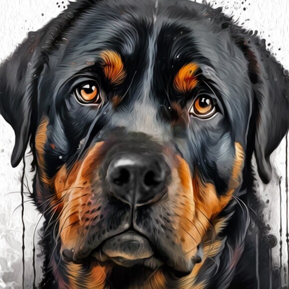 8x10 Rottweiler Dog Portrait Best Friend Watercolor‎ Oil Painting Art Print - Picture 3 of 5